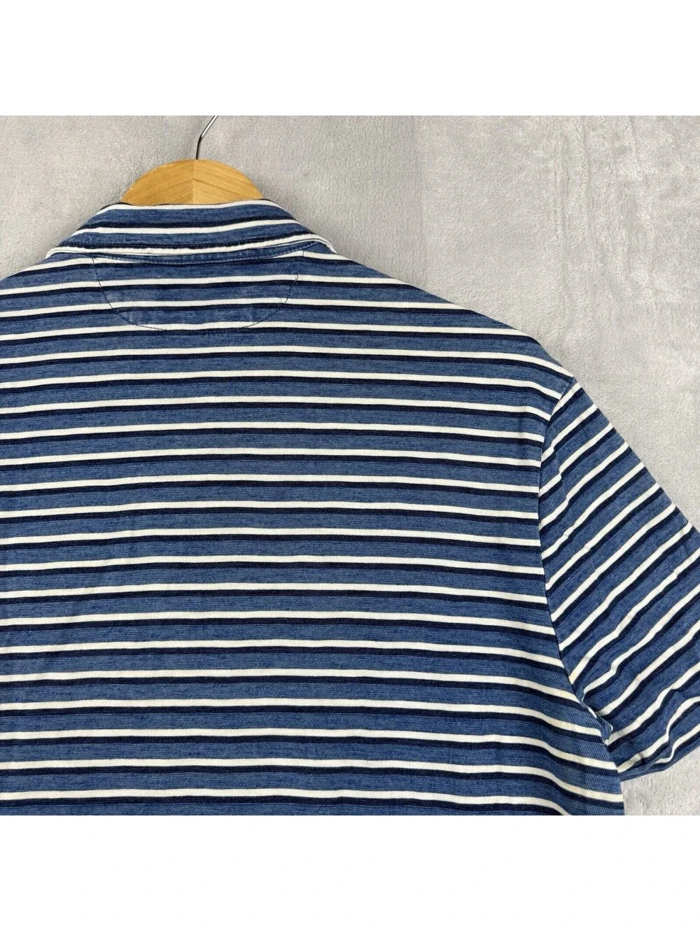 Polo Ralph Lauren Men’s M Blue White Striped Pocket Polo Shirt Cotton Nautical